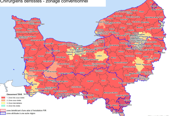 Cartographie du zonage des chirurgiens-dentistes